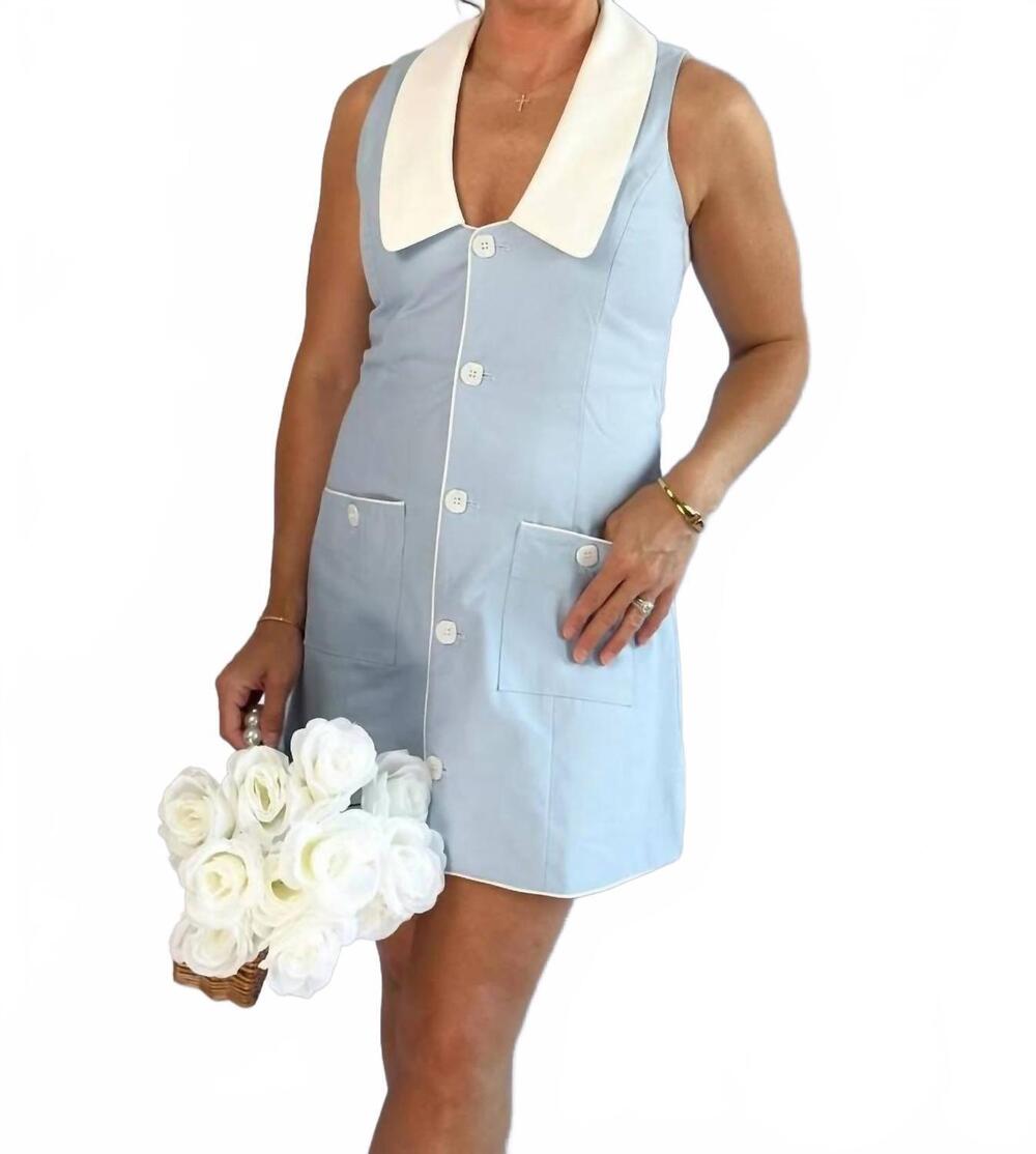 NEW SOPHIE THE LABEL isla mini dress in blue